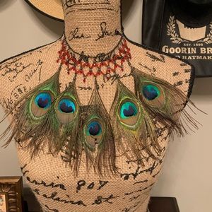 Peacock feather choker